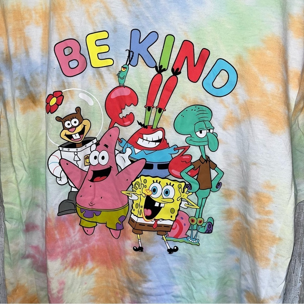 Nickelodeon SpongeBob Be Kind Character Tie Dye Tee Women’s Large - Picture 2 of 4